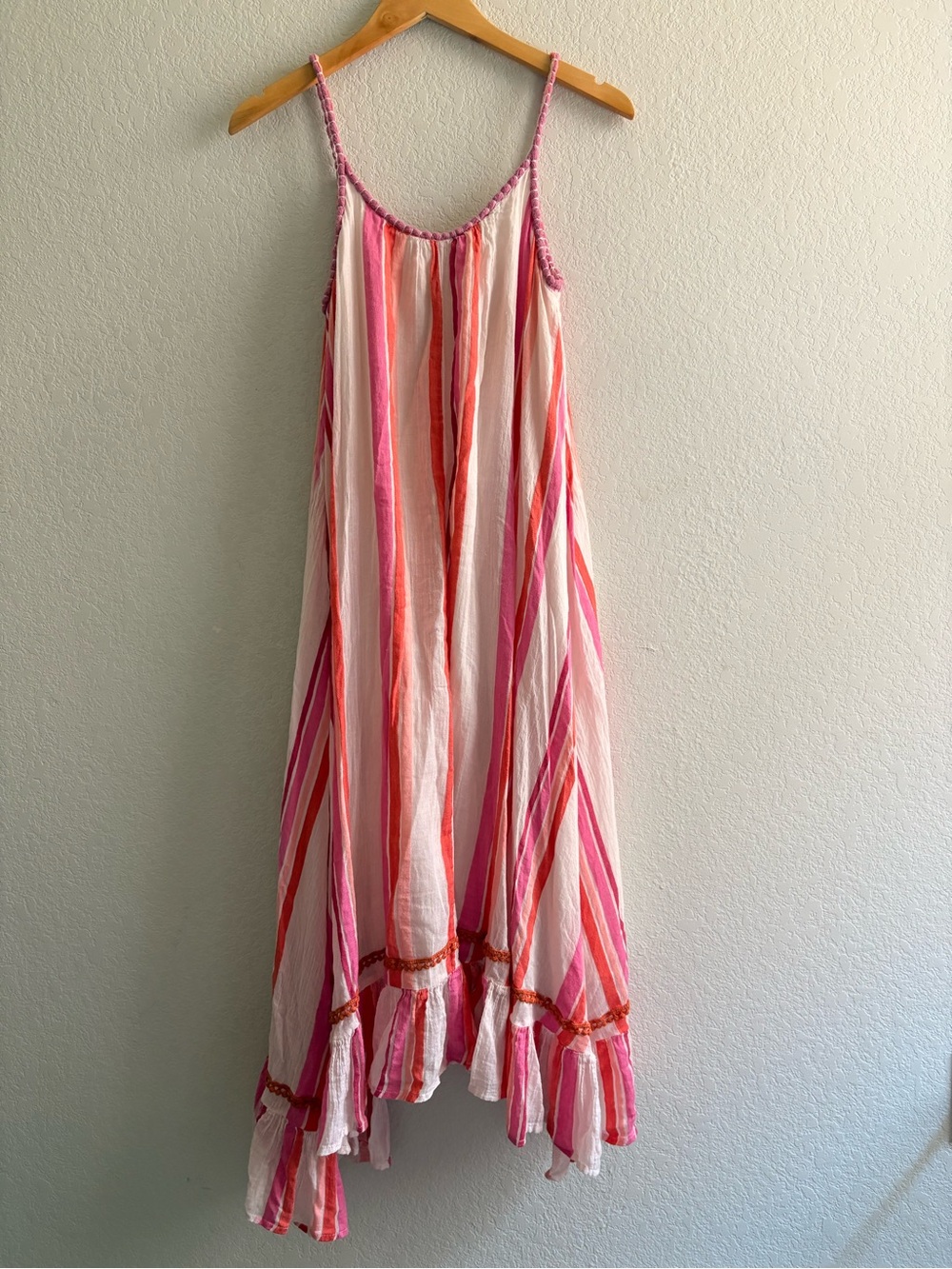 THML Pink and white Striped Braided Strap Maxi Dress Size M - Picture 3 of 6